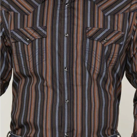 Cody James Authentic Western Apparel Men's Striped Casual Button-Down Shirt - Picture 3 of 11